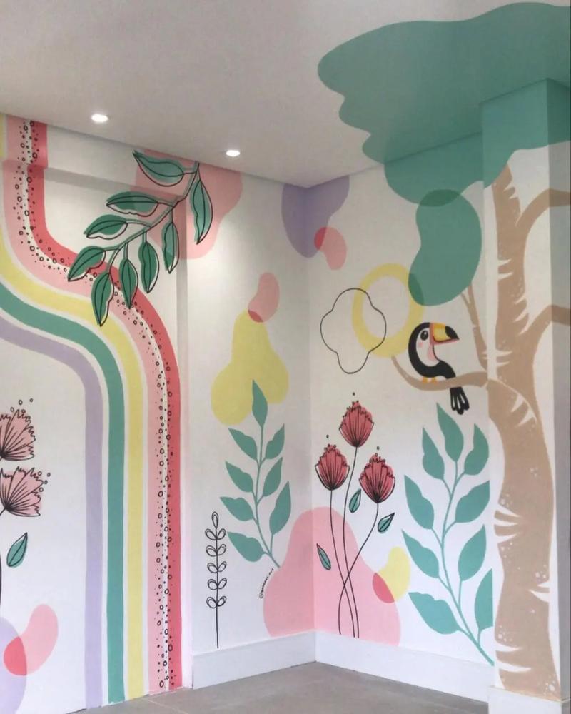 兒童房少女粉～手繪墻畫涂鴉裝飾